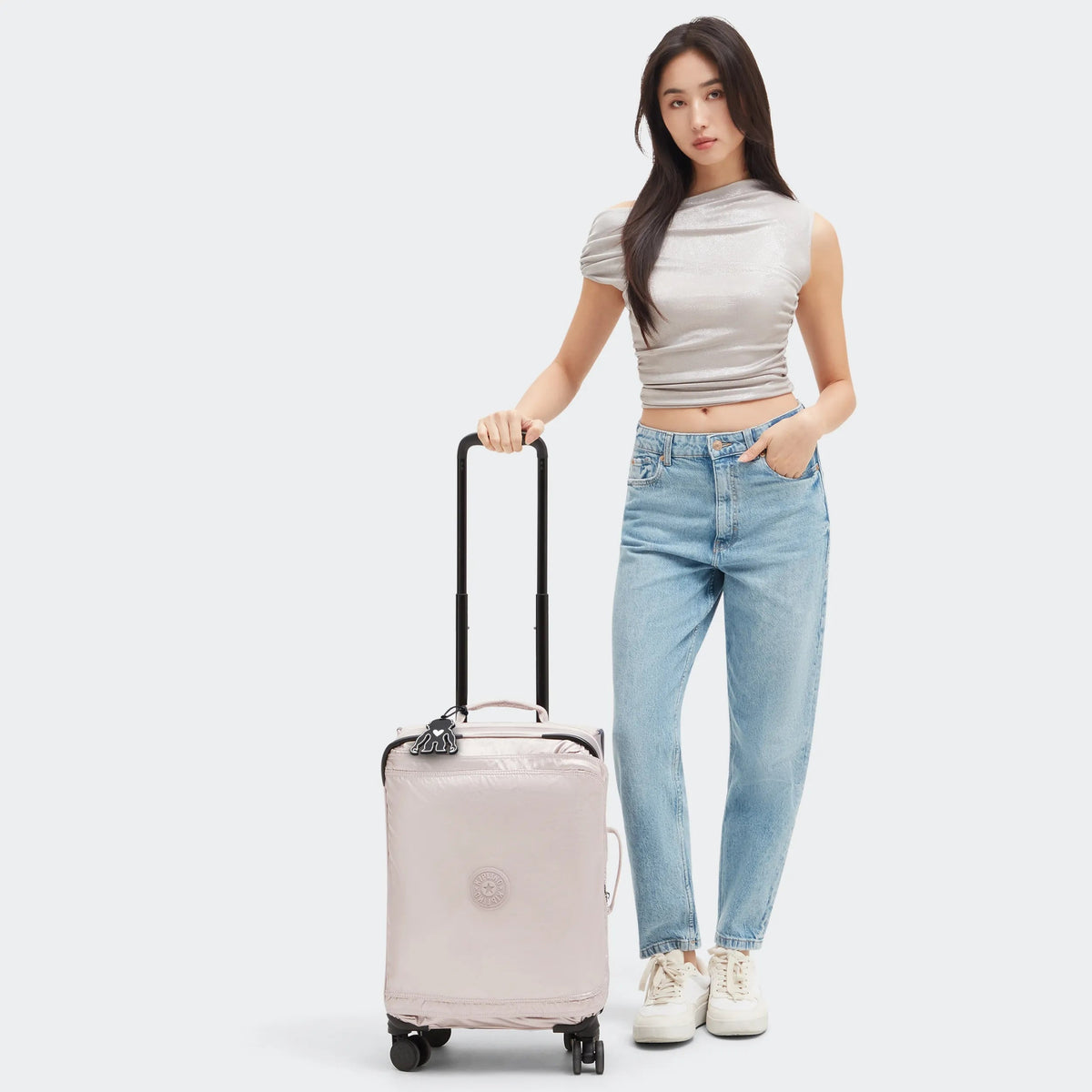 Spontaneous Small Metallic Rolling Luggage