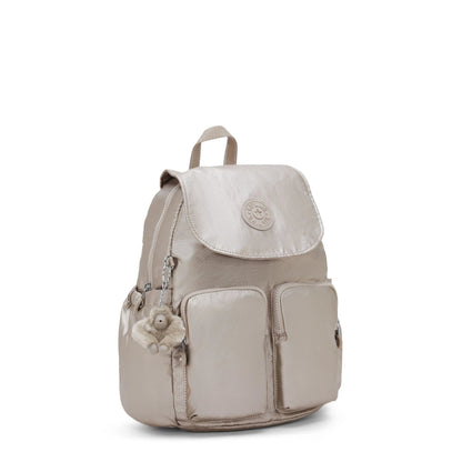 City Pocket Small Metallic Backpack